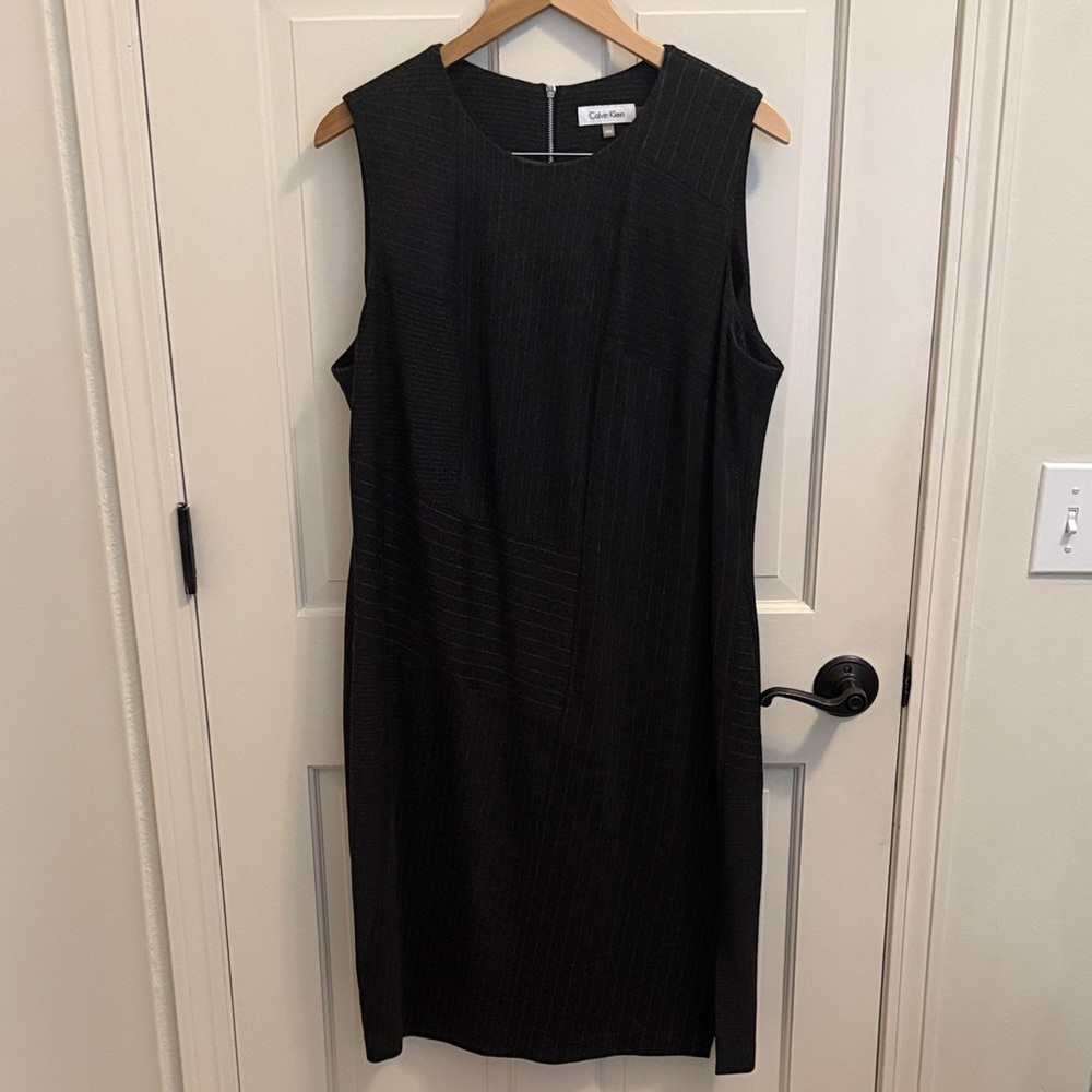 Calvin Klein Black Textured Midi Dress